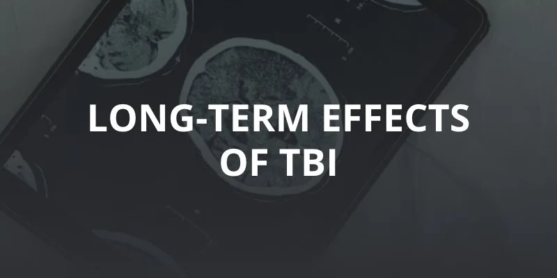 CAT scan with caption: "long ter effects of TBI"